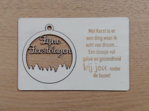 Houten kerstkaartje