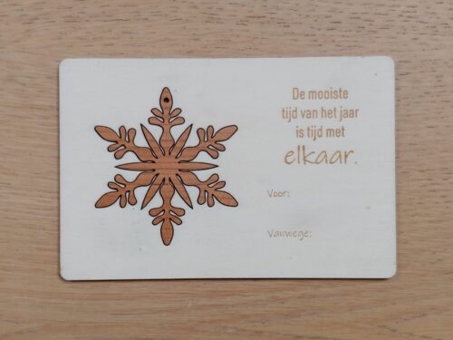 Houten kerstkaartje
