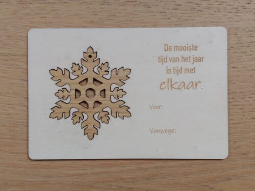 Houten kerstkaartje